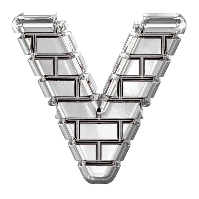 The Symbol Made of Silver Bricks. Letter V Stock Vector Illustration