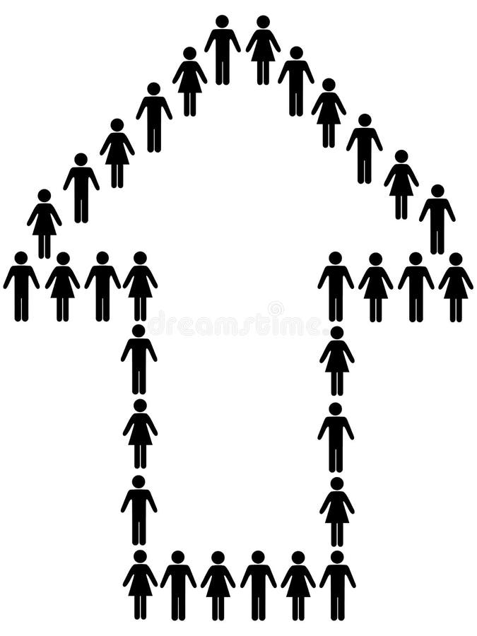 Symbol people team up to progress in arrow vector illustration