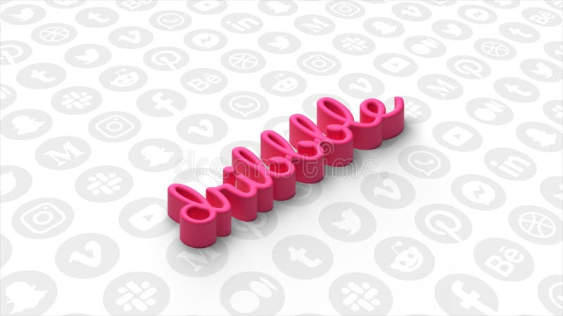 Symbol in rosa Buchstaben. Bewegung. ein weißer Hintergrund, auf dem das Plattformsymbol für Designer nur angezeigt wird. ein weißer Hintergrund, auf dem das Plattformsymbol für Designer nur für die redaktionelle Verwendung erscheint. hochwertiges 4k-Filmmaterial.