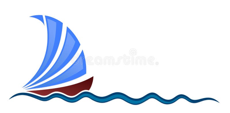 Sailboat in the sea. stock vector. Illustration of logo 78574613