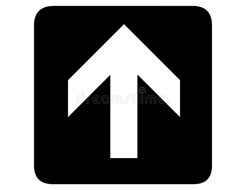 Symbol sign for orientation up in negative version in front of a white background. royalty free illustration