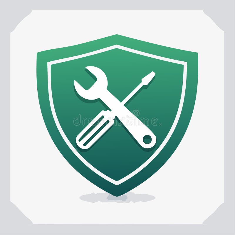 Technical Support and Security Shield Icon (1 royalty free illustration