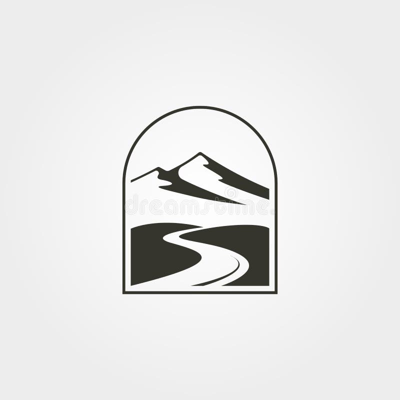 Symbol vintage wektora logo rzek górskich royalty ilustracja