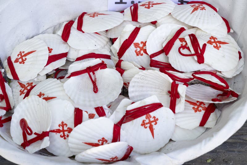 The symbol of the Way of St. James, the shell of St. Jacob stock photography