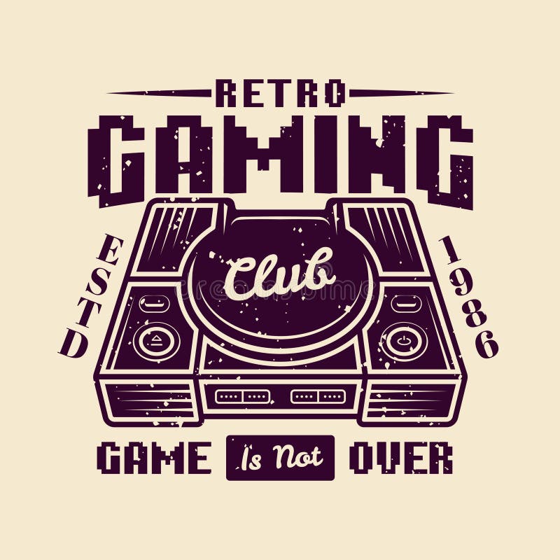 Symbol wektora klubu gier Retro z konsolą gier royalty ilustracja