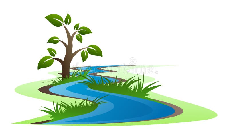 Symbol of winding river with tree.