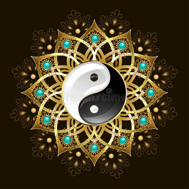 Symbol yin Yang mandala ilustracji