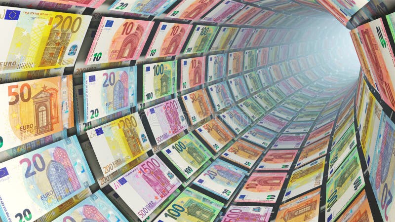 Cashflow - Various euro bills as a flow of money
