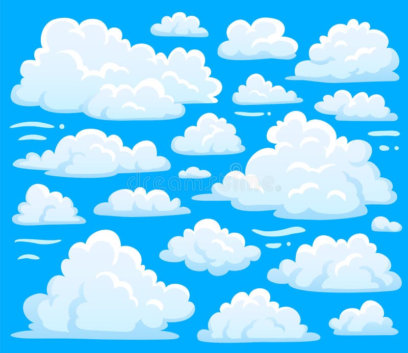 Symbole blanc de nuage pour le fond de cloudscape La bande dessinée opacifie l'ensemble de symboles pour le vecteur d'illustratio
