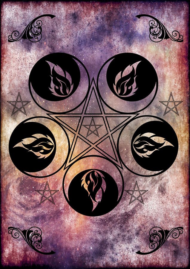 Symbole de la déesse et des pentagrammes de Wicca illustration libre de droits Symbole de la déesse et des pentagrammes de Wicca illustration libre de droits