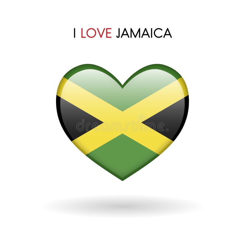 Symbole de la Jamaïque d'amour Marquez l'icône brillante de coeur sur un fond blanc illustration stock Symbole de la Jamaïque d'amour Marquez l'icône brillante de coeur sur un fond blanc illustration stock