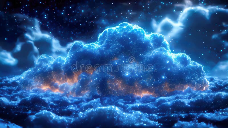 Symbole de nuage orange lumineux sur la carte de circuit représentant l'informatique virtuelle et le stockage de données numérique illustration libre de droits