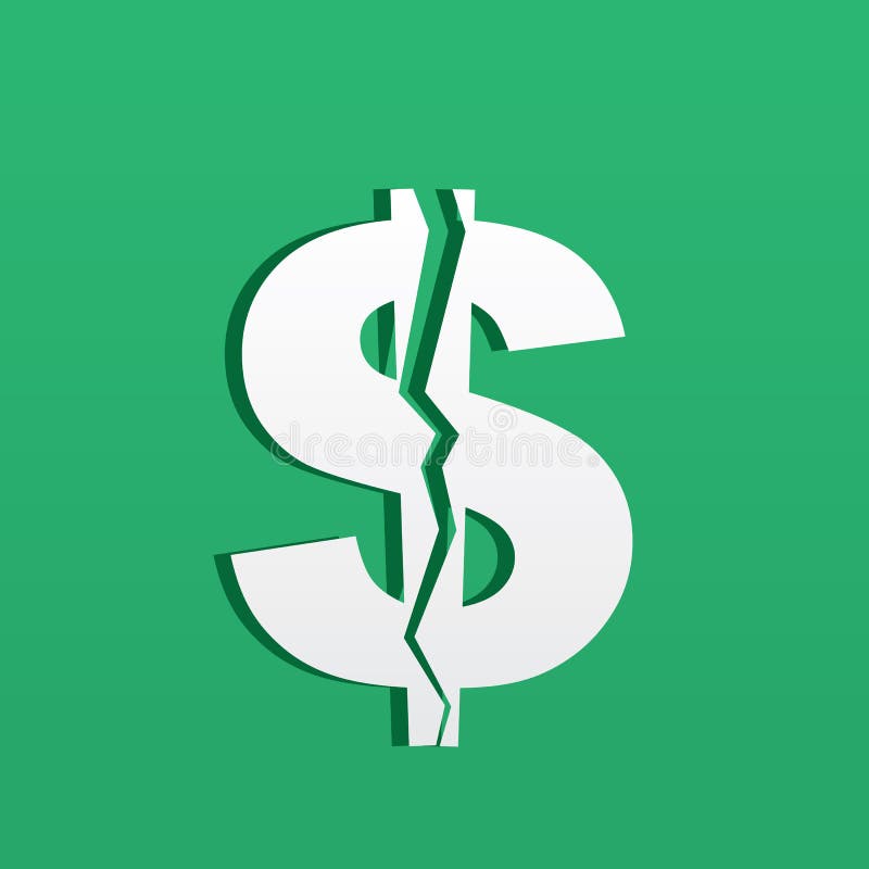 Symbole du dollar fendu illustration stock Symbole du dollar fendu illustration stock