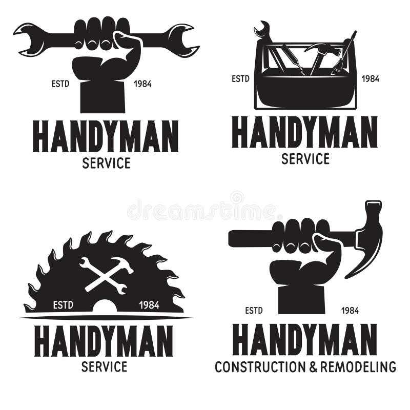 Symbole etykiet Handymana i elementy projektu Ilustracje narzędzi Elustracja rocznika dotyczącego stolarki ilustracja wektor Symbole etykiet Handymana i elementy projektu Ilustracje narzędzi Elustracja rocznika dotyczącego stolarki ilustracja wektor