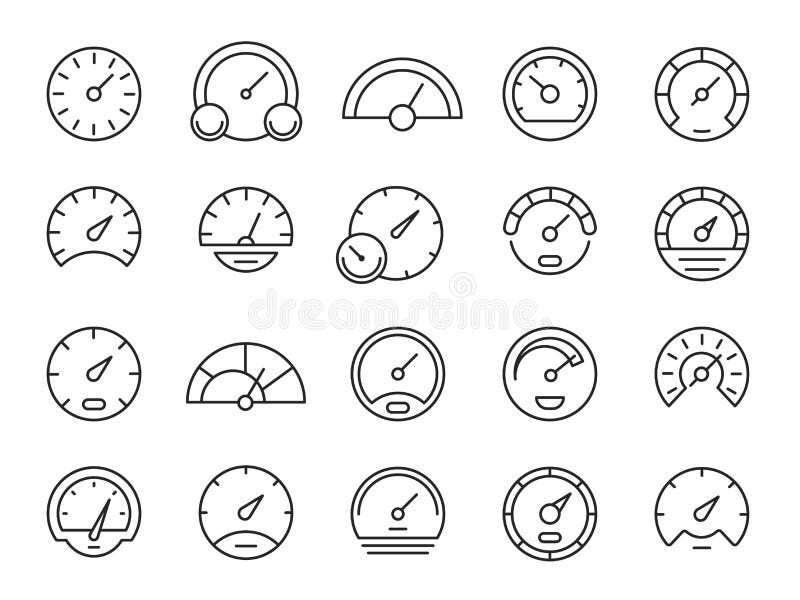 Symbole Für Die Geschwindigkeitsmesser. Minimalistischer  Umriss-Tachometermessgerät. Vektorsatz Vektor Abbildung - Illustration von  element, automobil: 245076548