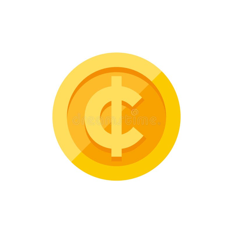 Symbole monétaire de cent sur le style plat de pièce d'or