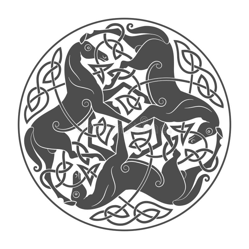 Symbole mythologique celtique antique de trinité de cheval illustration stock Symbole mythologique celtique antique de trinité de cheval illustration stock
