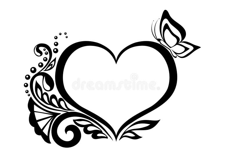 Symbole Noir Et Blanc D Un Coeur Avec Le Desi Floral Illustration De Vecteur Illustration Du Flor Indien