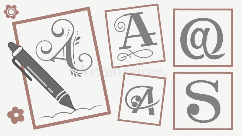 Symbole ołówkowe i alfabetyczne projektowanie wektora pisania i edukacji Generation AI royalty ilustracja