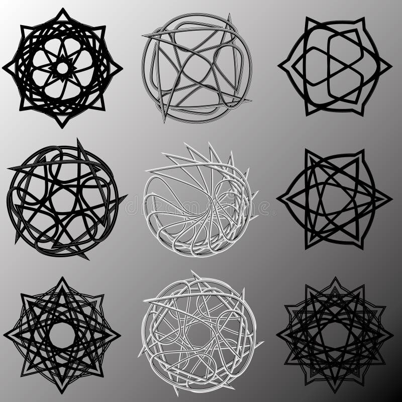 Symbole und symmetrisches geometrisches Muster EPS10 stock abbildung