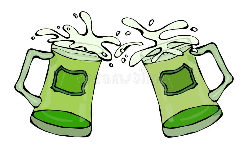 Symbole vert de jour de St Patricks de bière deux verres avec l'éclaboussure de la boisson alcoolisée Vecteur de l'Irlande de jou illustration libre de droits Symbole vert de jour de St Patricks de bière deux verres avec l'éclaboussure de la boisson alcoolisée Vecteur de l'Irlande de jou illustration libre de droits