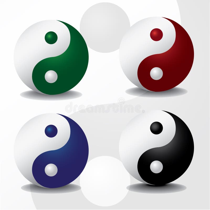 Four color ying yang symbols - illustration. Four color ying yang symbols - illustration