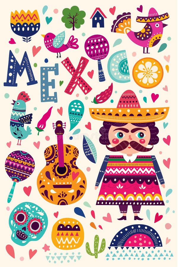 Symbolen van Mexico vector illustratie