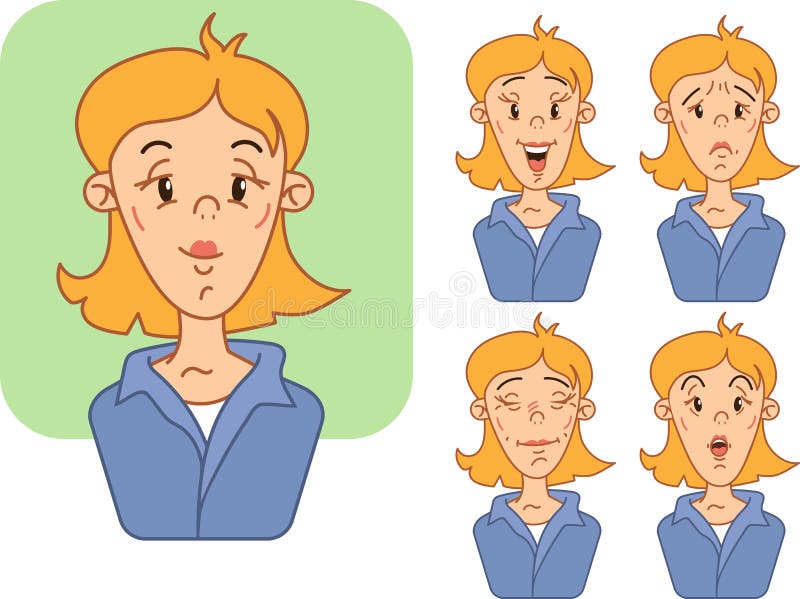 Symboler av olika sinnesrörelser av en kvinna stock illustrationer Symboler av olika sinnesrörelser av en kvinna stock illustrationer