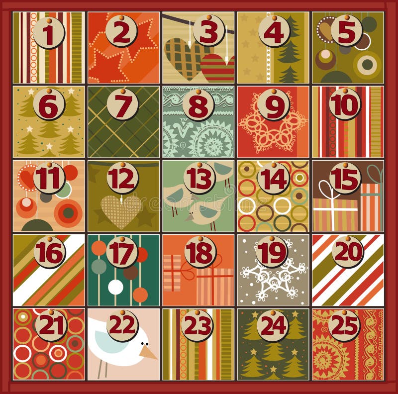 symboler för element för jul för adventkalendertecknad film time olikt