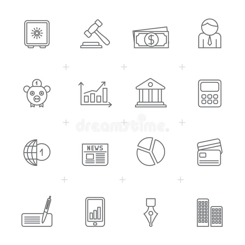 Symboler för linje affär, bankrörelse- och finans vektor illustrationer Symboler för linje affär, bankrörelse- och finans vektor illustrationer