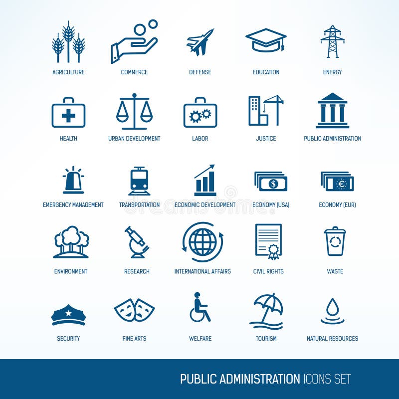 Symboler för offentlig administration stock illustrationer Symboler för offentlig administration stock illustrationer