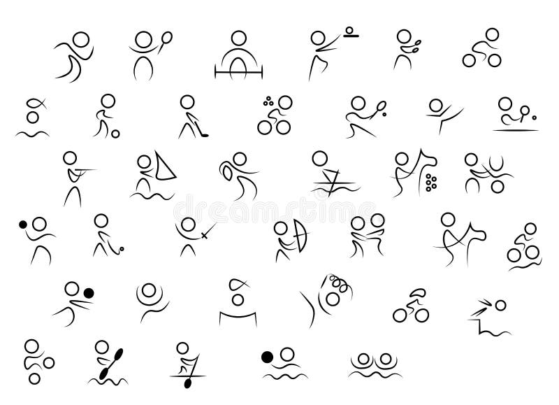 Symboler för sommarolympiska spelsportar vektor illustrationer Symboler för sommarolympiska spelsportar vektor illustrationer