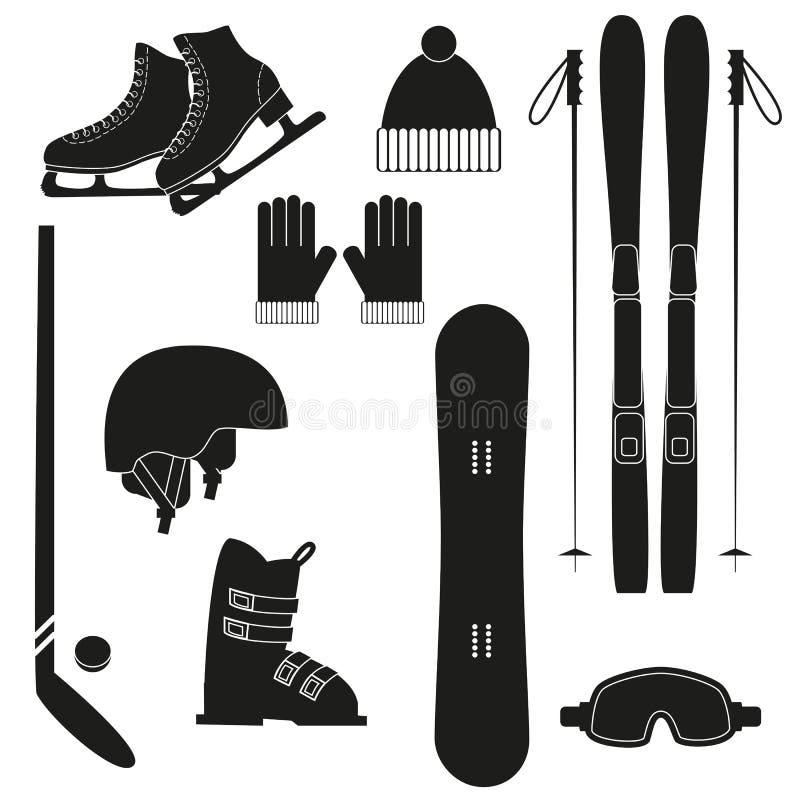 Symboler för vintersportar på vit bakgrund vektor illustrationer Symboler för vintersportar på vit bakgrund vektor illustrationer