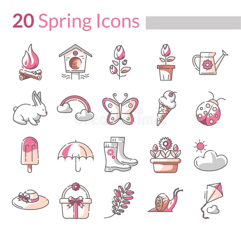 Symboler för vårsäsong i vektorformat vektor illustrationer