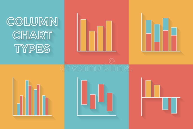 Symboler i plan stil Graftyper - uppsättning av den Infographic beståndsdelsamlingen vektor illustrationer Symboler i plan stil Graftyper - uppsättning av den Infographic beståndsdelsamlingen vektor illustrationer