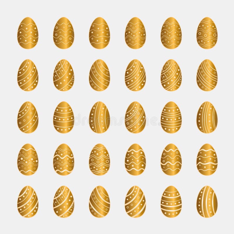 Symboler ställde in av guld- påskägg vektor illustrationer Symboler ställde in av guld- påskägg vektor illustrationer