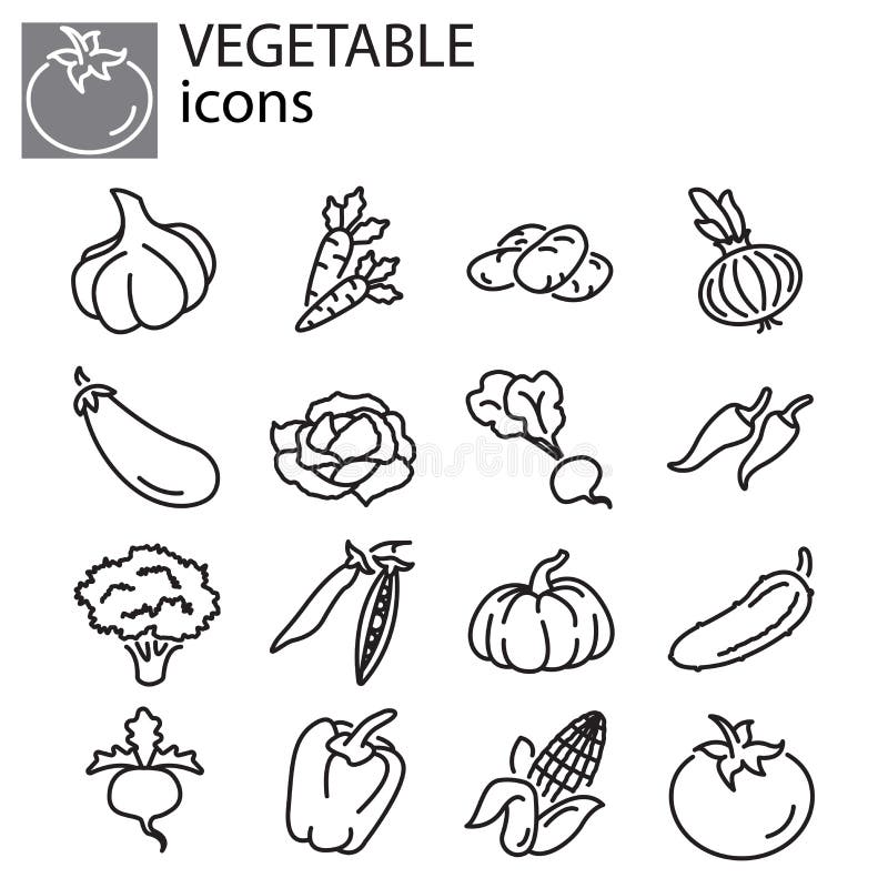 Symboler ställde in - grönsakvektorn stock illustrationer Symboler ställde in - grönsakvektorn stock illustrationer
