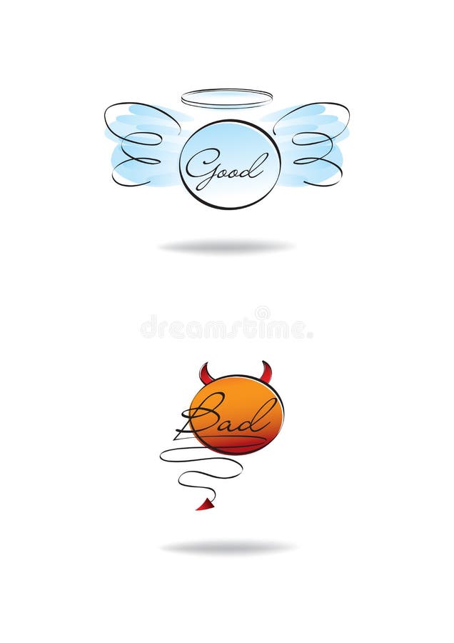 Symboles d'ange et de diable, bon et mauvais illustration libre de droits Symboles d'ange et de diable, bon et mauvais illustration libre de droits