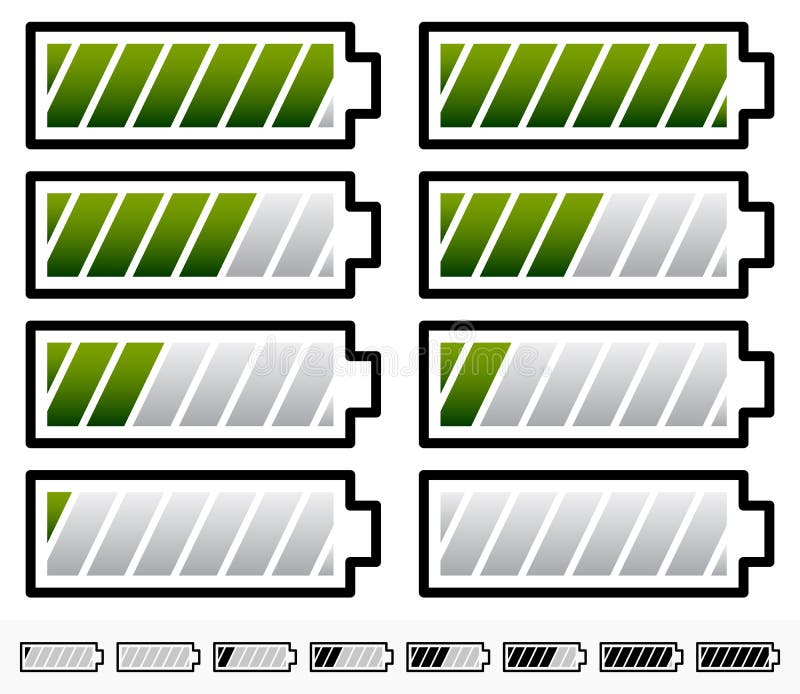 Positionnement D'indicateur De Niveau De Batterie Icônes Plates De Batterie  Illustration de Vecteur - Illustration du batterie, vert: 81821117