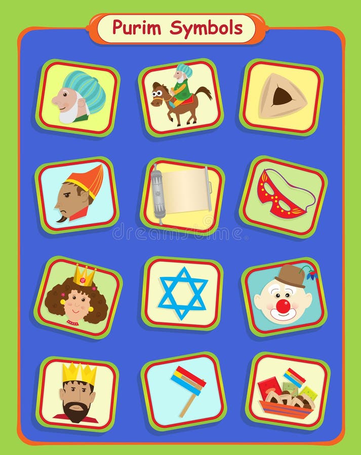 Symboles de Purim illustration stock Symboles de Purim illustration stock