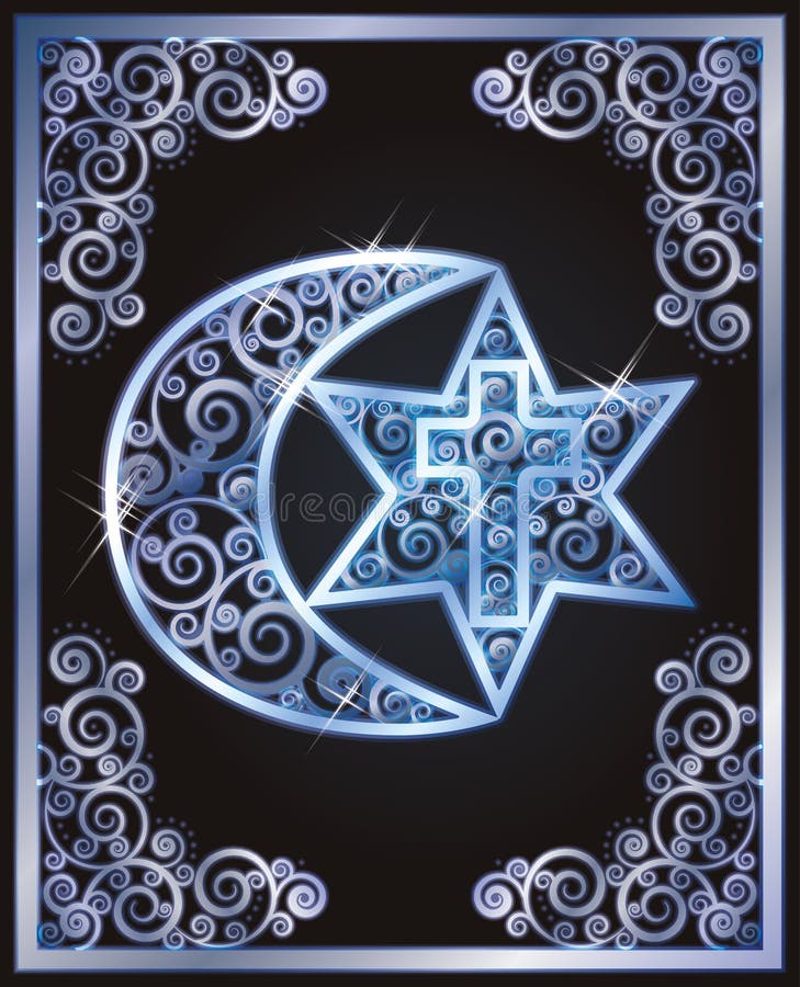 Symboles des trois religions - judaïsme, christianisme, l'Islam illustration libre de droits Symboles des trois religions - judaïsme, christianisme, l'Islam illustration libre de droits
