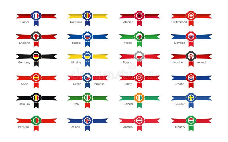 Symboles modernes de gagnant - emblèmes et icônes des pays participants au tournoi 2016 du football dans les Frances illustration libre de droits Symboles modernes de gagnant - emblèmes et icônes des pays participants au tournoi 2016 du football dans les Frances illustration libre de droits