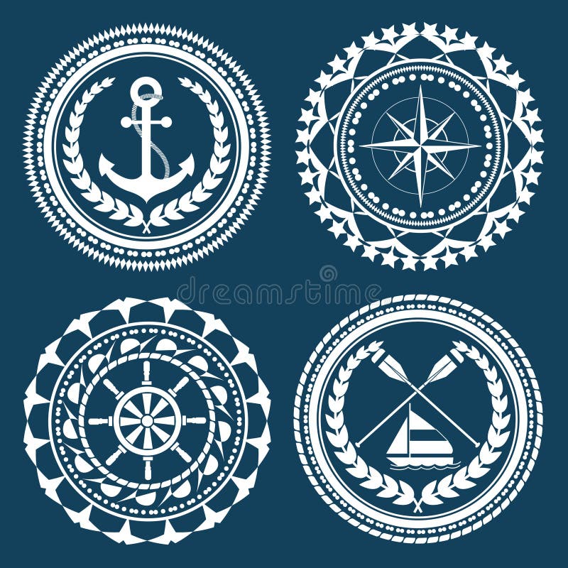 Nautical symbols and element set. Nautical symbols and element set