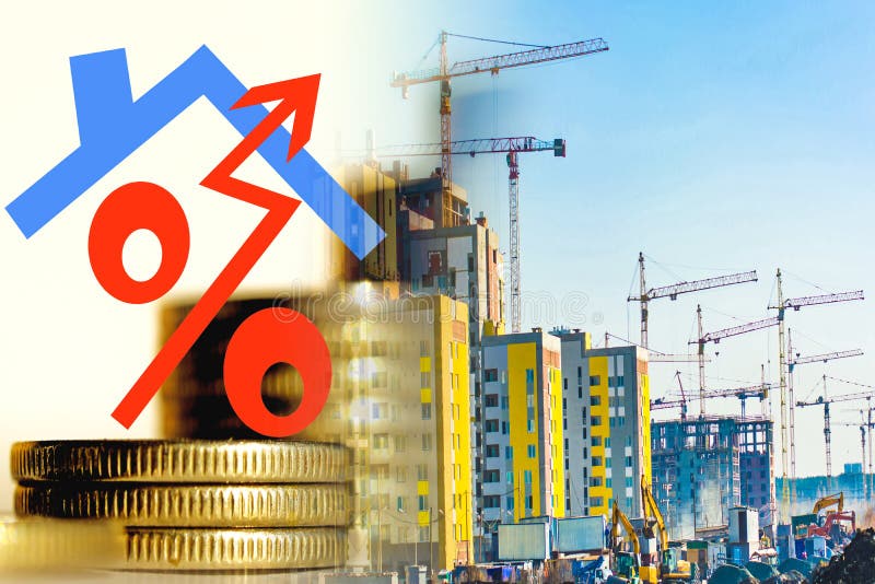 Symbolet av intresse på bakgrunden av konstruktionen av ett nytt bostadsområde royaltyfria foton Symbolet av intresse på bakgrunden av konstruktionen av ett nytt bostadsområde royaltyfria foton