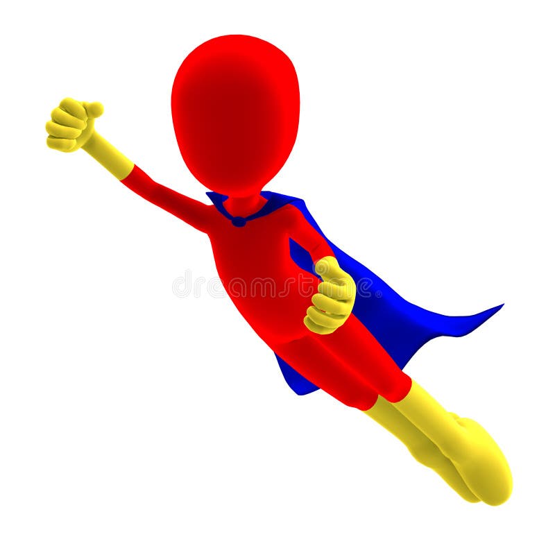 Symbolic 3d male toon character as a super hero