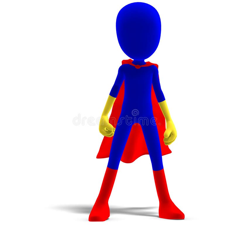 Symbolic 3d male toon character as a super hero