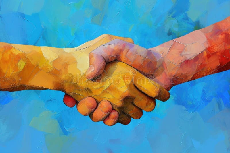 Symbolic Abstract handshake art. Generate Ai