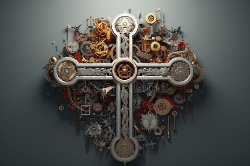 Symbolic illustration of a cross composed of stock illustration