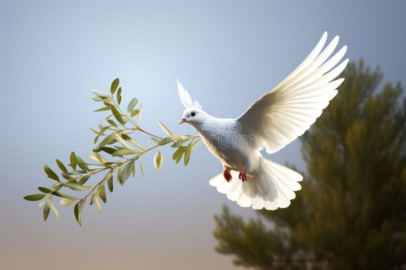 Symbolic illustration of a dove carrying an royalty free illustration