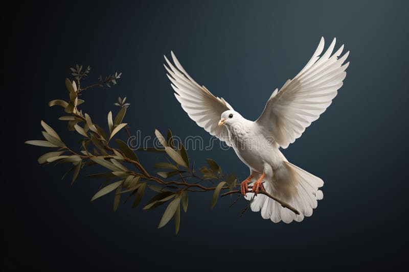 Symbolic illustration of a dove carrying an vector illustration